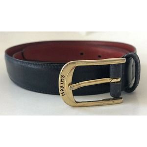 NEW Vintage Maxim's De Paris Navy Red Leather Belt Made in Spain 36